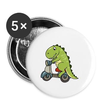 Dino Dinosaur Scoot Moped T-Rex Moped Scooter - Buttons small 1''/25 mm (5-pack) - white - Front