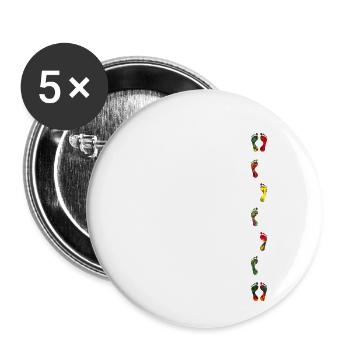 Pieds en marche - Lot de 5 petits badges (25 mm) - blanc - Devant