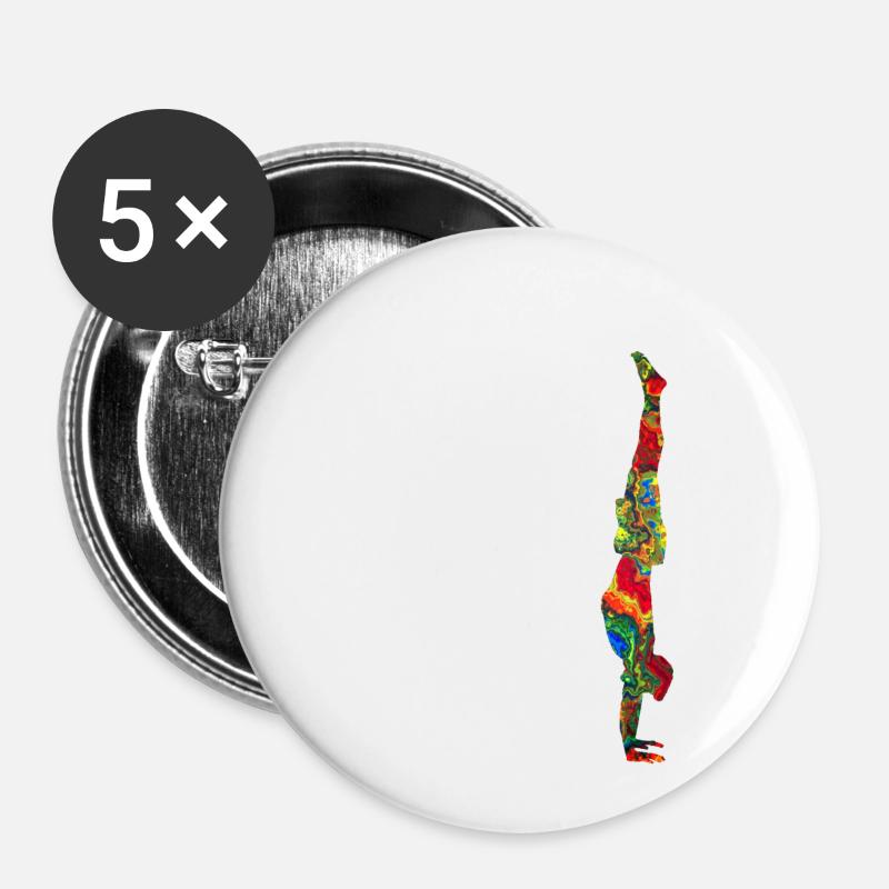 Handstand bunt marmoriert - Buttons klein 25 mm (5er Pack) - Weiß