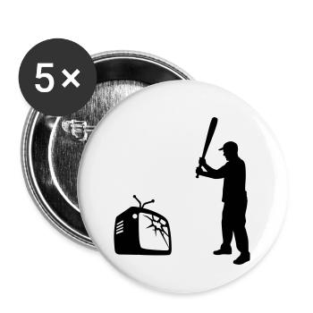 Destroy Your TV - Baseballschläger vs. Fernseher - Buttons klein 25 mm (5er Pack) - Weiß - Vorne