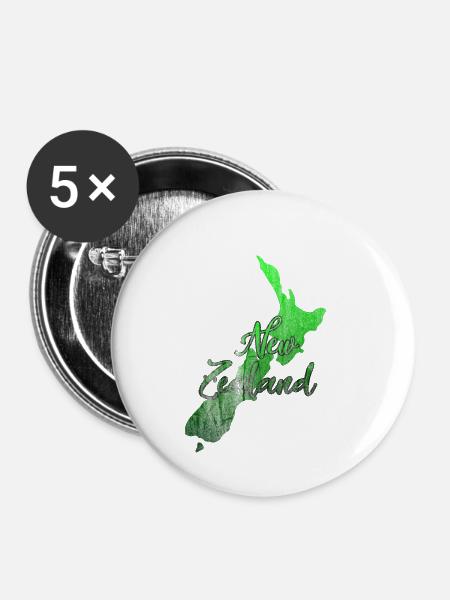 Neuseeland - Buttons klein 25 mm (5er Pack) - Weiß