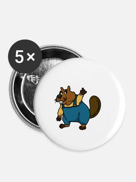 Bad Finger Beaver - Buttons klein 25 mm (5er Pack) - Weiß