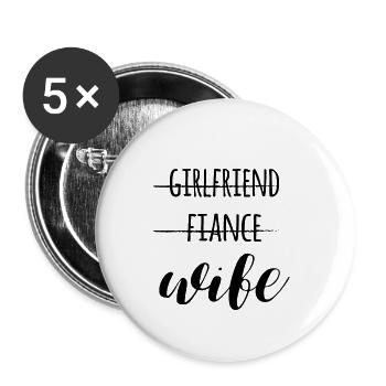 Ehe, Liebespaar, Ehepaar, Hochzeit - Buttons klein 25 mm (5er Pack) - Weiß - Vorne