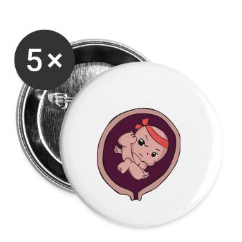 Schwangerschaft Mutter Geburt Baby Karate Geschenk - Buttons klein 25 mm (5er Pack) - Weiß - Vorne
