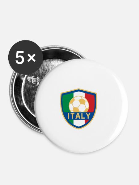 Italien Fußball - Buttons klein 25 mm (5er Pack) - Weiß