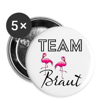 Braut Flamingo Team - Buttons klein 25 mm (5er Pack) - Weiß - Vorne