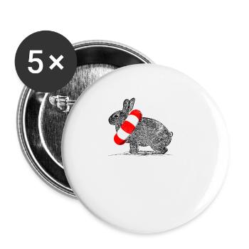 Funny Swimming Ring Rabbit Gift - Buttons small 1''/25 mm (5-pack) - white - Front
