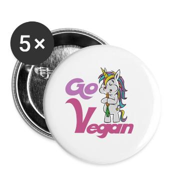 Vegan Unicorn Carrot Go Vegan Veggie Gift - Buttons small 1''/25 mm (5-pack) - white - Front