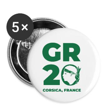 GR 20 Long Distance Hiking - Corsica, France - Buttons small 1''/25 mm (5-pack) - white - Front