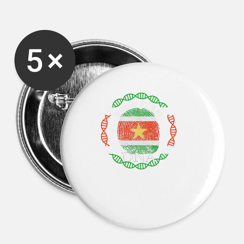 Suriname c'est dans mon ADN - Lot de 5 petits badges (25 mm) - blanc