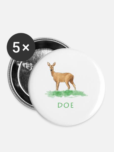 Doe Gazelle - Buttons klein 25 mm (5er Pack) - Weiß
