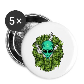 Ausländisches Unkraut-lustiger Marihuana-Hanf - Buttons klein 25 mm (5er Pack) - Weiß - Vorne