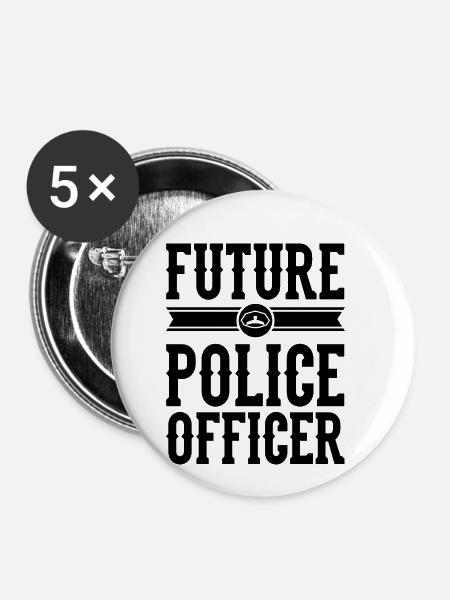 Polizei - Buttons klein 25 mm (5er Pack) - Weiß