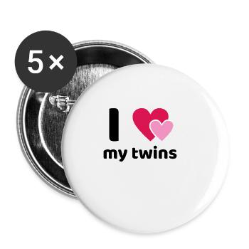 I Love My Twins Mom Mother Twins - Buttons small 1''/25 mm (5-pack) - white - Front