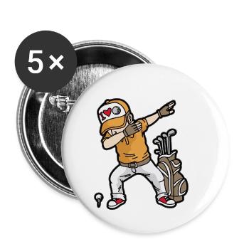 DABBING GOLFER Golf golf terrain de golf - Lot de 5 petits badges (25 mm) - blanc - Devant