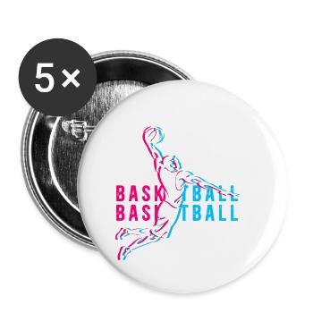Basketball - Buttons klein 25 mm (5er Pack) - Weiß - Vorne