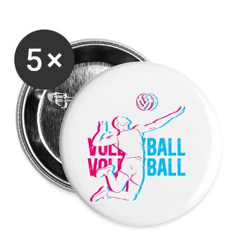 Volleyball - Buttons klein 25 mm (5er Pack) - Weiß - Vorne