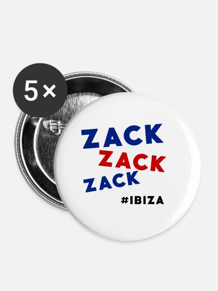 Zack zack zack Ibiza 2017 - Buttons klein 25 mm (5er Pack) - Weiß