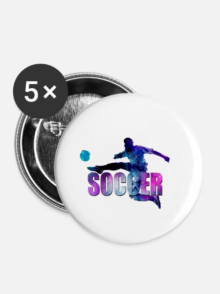Soccer - Buttons klein 25 mm (5er Pack) - Weiß