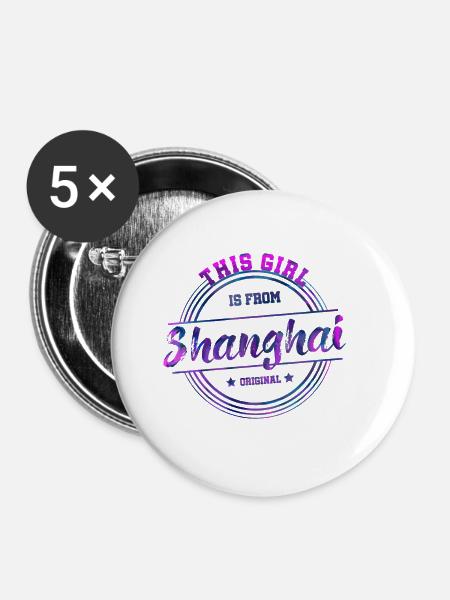 Shanghai China - Buttons klein 25 mm (5er Pack) - Weiß