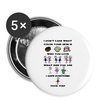 Ich hasse jeden - Buttons klein 25 mm (5er Pack) - Weiß - Vorne