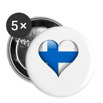 Heart Finland - Buttons small 1''/25 mm (5-pack) - white - Front