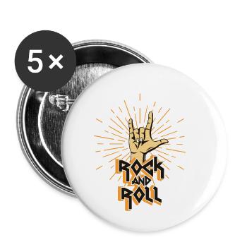 Rock and Roll - Buttons klein 25 mm (5er Pack) - Weiß - Vorne