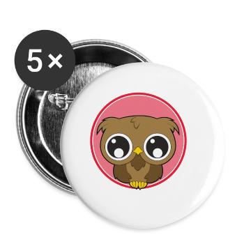 Eule niedlich Tiere - Buttons klein 25 mm (5er Pack) - Weiß - Vorne