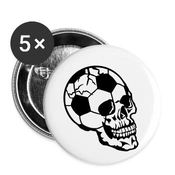 head of death football ball - Buttons small 1''/25 mm (5-pack) - white - Front