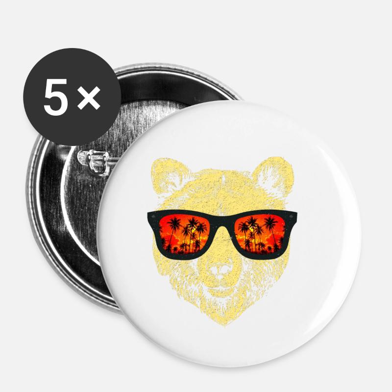 Bear cool - Lot de 5 petits badges (25 mm) - blanc