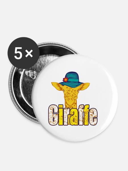 Giraffe - Buttons klein 25 mm (5er Pack) - Weiß
