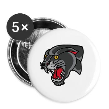Panthères noires - Lot de 5 petits badges (25 mm) - blanc - Devant