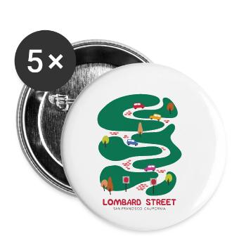 Lombard Street - San Francisco - Buttons klein 25 mm (5er Pack) - Weiß - Vorne