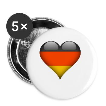 Herz Deutschland Flagge - Buttons klein 25 mm (5er Pack) - Weiß - Vorne