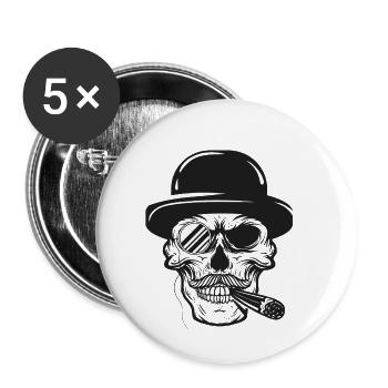 Gangster, Schädel, Lifestyle - Buttons klein 25 mm (5er Pack) - Weiß - Vorne