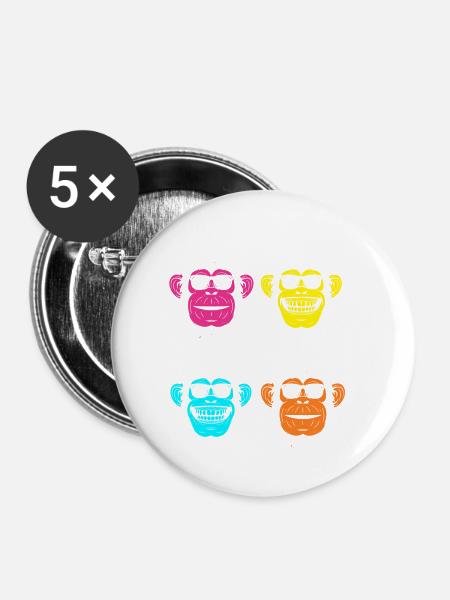 MONKEY RETRO SUNGLASSES - Buttons klein 25 mm (5er Pack) - Weiß
