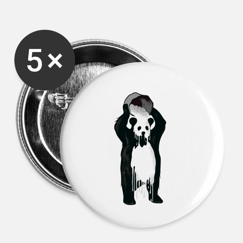 Panda - inkognito - Buttons/Badges lille, 25 mm (5-pack) - hvid