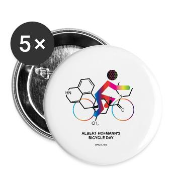 Albert Hofmann's Bicycle Day - Buttons klein 25 mm (5er Pack) - Weiß - Vorne