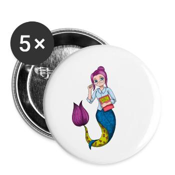 Meerjungfrau Lehrerin Referendarin - Buttons klein 25 mm (5er Pack) - Weiß - Vorne