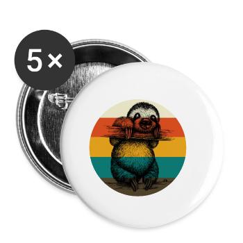Paresse vintage paresse - Lot de 5 petits badges (25 mm) - blanc - Devant