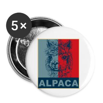 Alpaka Alpaca - Buttons klein 25 mm (5er Pack) - Weiß - Vorne