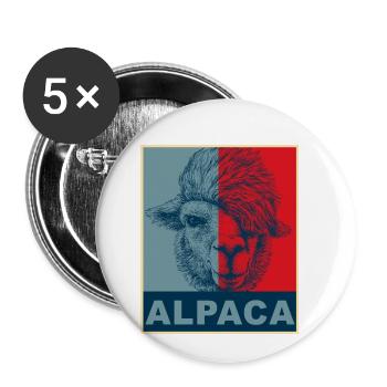 Alpaka Alpaca - Buttons klein 25 mm (5er Pack) - Weiß - Vorne