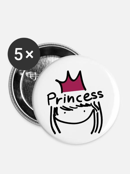 Prinzessin Mädchen Tippfehler - Buttons klein 25 mm (5er Pack) - Weiß