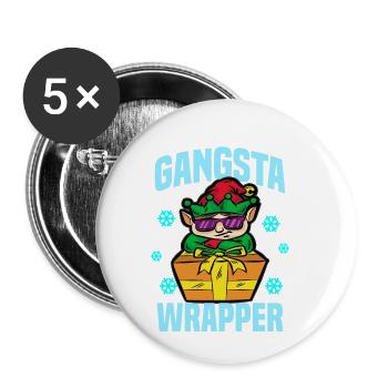 GANGSTA WRAPPER ELF - Buttons klein 25 mm (5er Pack) - Weiß - Vorne