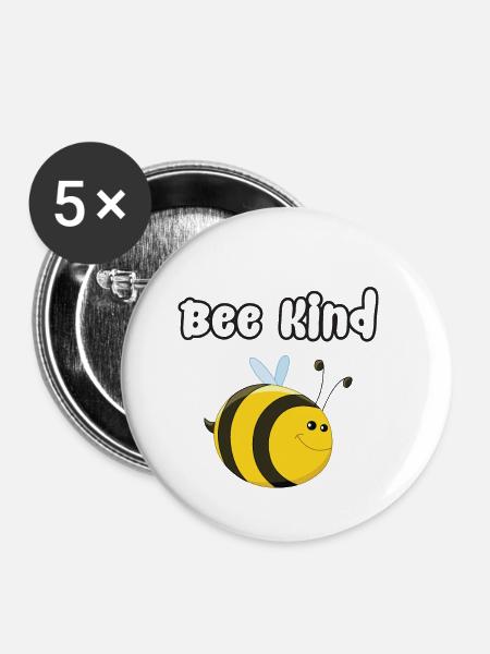 Bee Kind - Buttons klein 25 mm (5er Pack) - Weiß