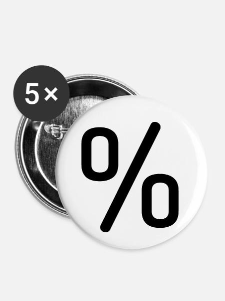 Prozent Symbol - Sonderzeichen - Buttons klein 25 mm (5er Pack) - Weiß