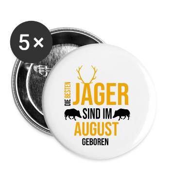 Les meilleurs chasseurs naissent en août - Lot de 5 petits badges (25 mm) - blanc - Devant