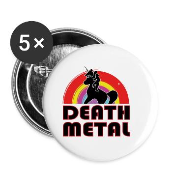 Death Metal Unicorn - Buttons small 1''/25 mm (5-pack) - white - Front