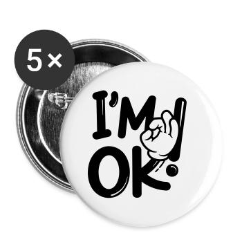 mir geht es gut - Buttons klein 25 mm (5er Pack) - Weiß - Vorne