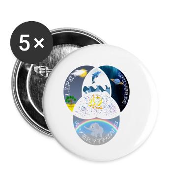 42 Answer Life Universe - Buttons small 1''/25 mm (5-pack) - white - Front